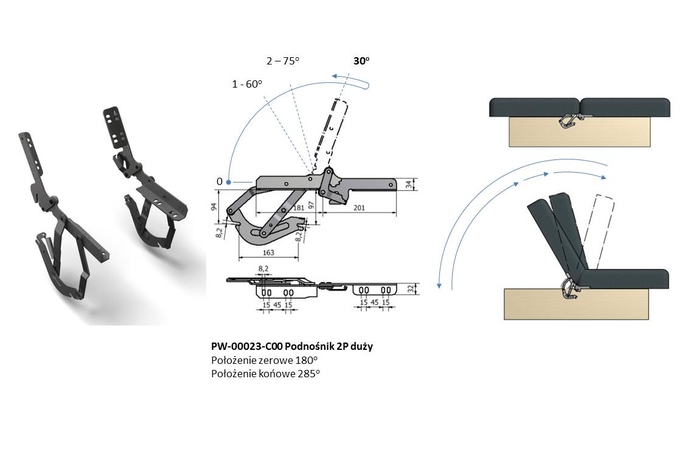 Nákres výklopného mechanismu 2P velký